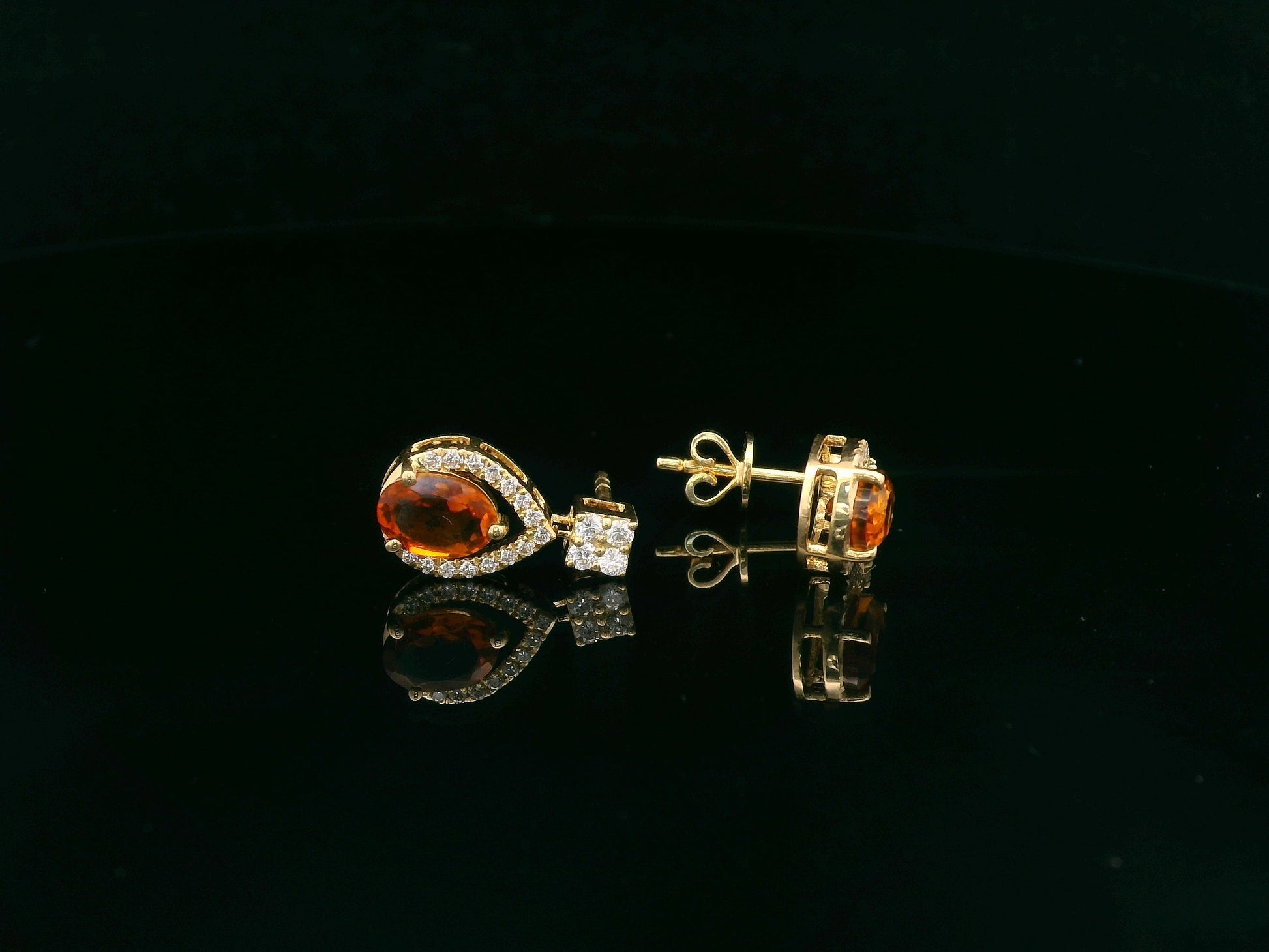 18K yellow gold citrine and diamond drop earrings by Emirates Diamonds