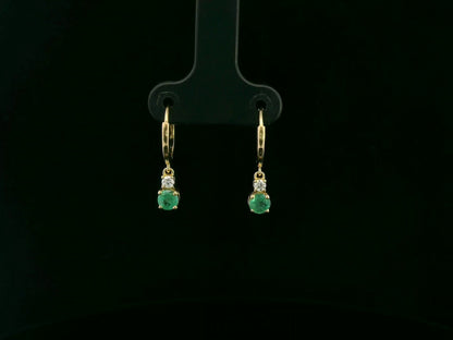 18K yellow gold emerald and diamond drop earrings by Emirates Diamonds