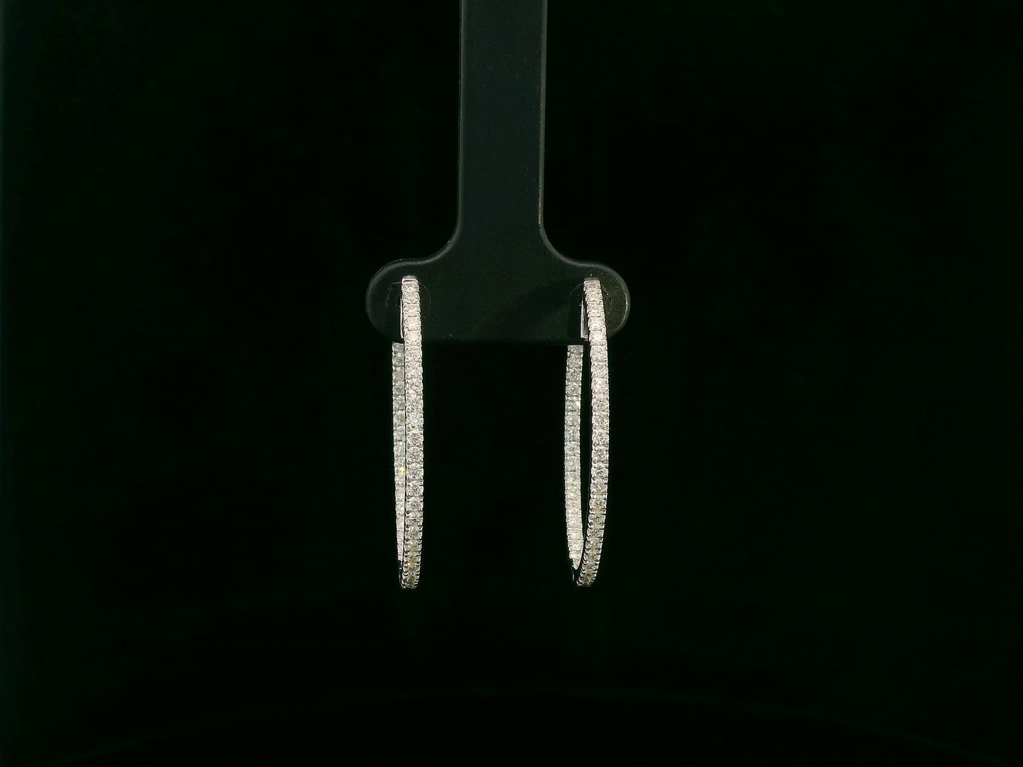 18K white gold diamond hoop earrings with pavé-set diamonds by Emirates Diamonds