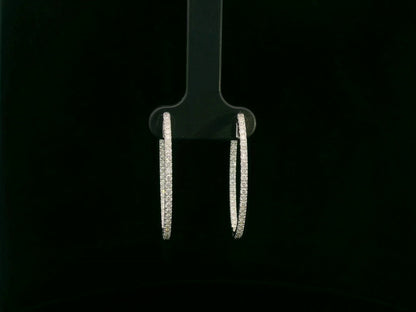 18K white gold diamond hoop earrings with pavé-set diamonds by Emirates Diamonds