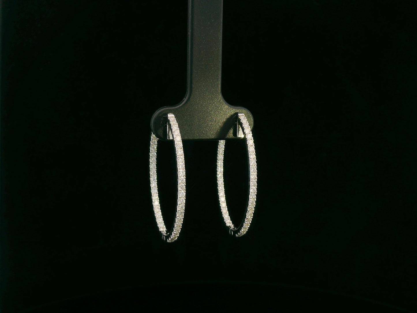 18K white gold diamond hoop earrings with pavé-set diamonds by Emirates Diamonds