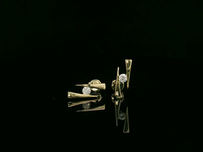18K yellow gold geometric diamond stud earrings 0.23 carat by Emirates Diamonds
