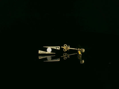 18K yellow gold geometric diamond stud earrings 0.23 carat by Emirates Diamonds