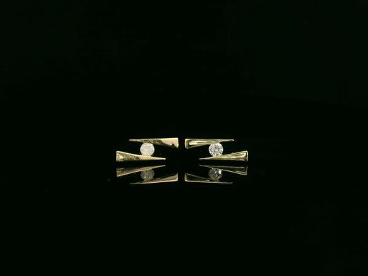 18K yellow gold geometric diamond stud earrings 0.23 carat by Emirates Diamonds