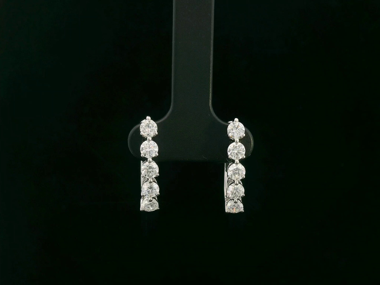 18K white gold diamond hoop earrings with round brilliant cut diamonds totaling 1.43 carats – Emirates Diamonds.