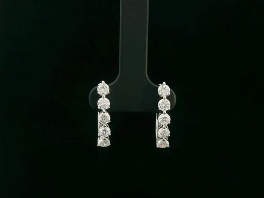 18K white gold diamond hoop earrings with round brilliant cut diamonds totaling 1.43 carats – Emirates Diamonds.
