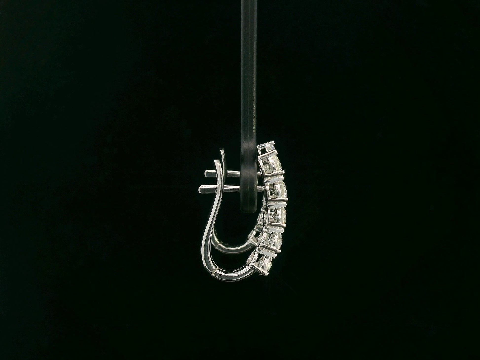 18K white gold diamond hoop earrings with round brilliant cut diamonds totaling 1.43 carats – Emirates Diamonds.