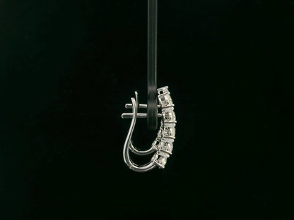 18K white gold diamond hoop earrings with round brilliant cut diamonds totaling 1.43 carats – Emirates Diamonds.