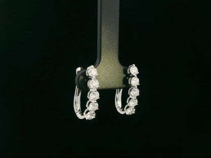 18K white gold diamond hoop earrings with round brilliant cut diamonds totaling 1.43 carats – Emirates Diamonds.