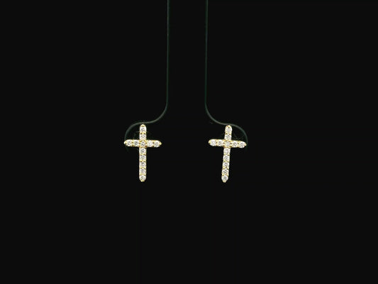 0.20 carat diamond cross stud earrings in 18K yellow gold by Emirates Diamonds
