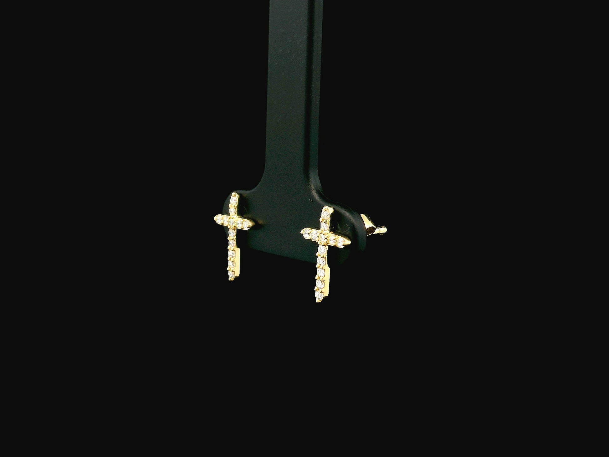 0.20 carat diamond cross stud earrings in 18K yellow gold by Emirates Diamonds