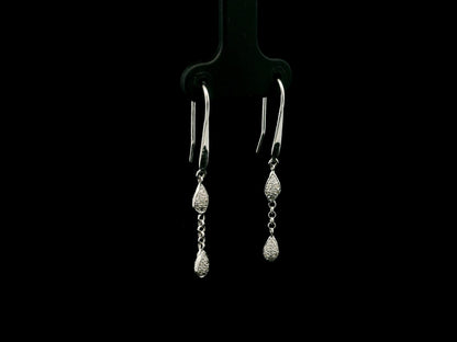 Pear-shaped diamond drop earrings in 18K white gold with 0.14 carat natural diamonds by Emirates Diamonds.