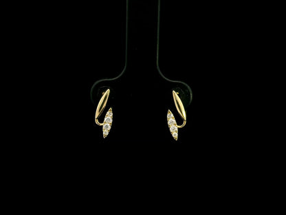 0.12 carat diamond curve stud earrings in 18K yellow gold by Emirates Diamonds