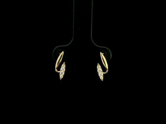 0.12 carat diamond curve stud earrings in 18K yellow gold by Emirates Diamonds