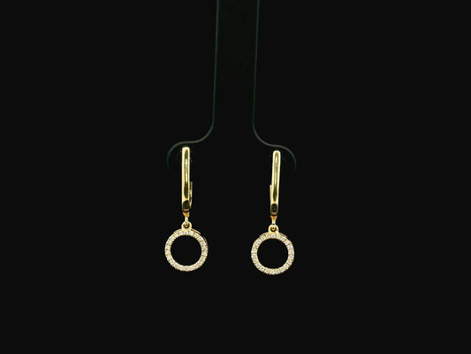18K yellow gold diamond circle drop hoop earrings 0.15 carat by Emirates Diamonds