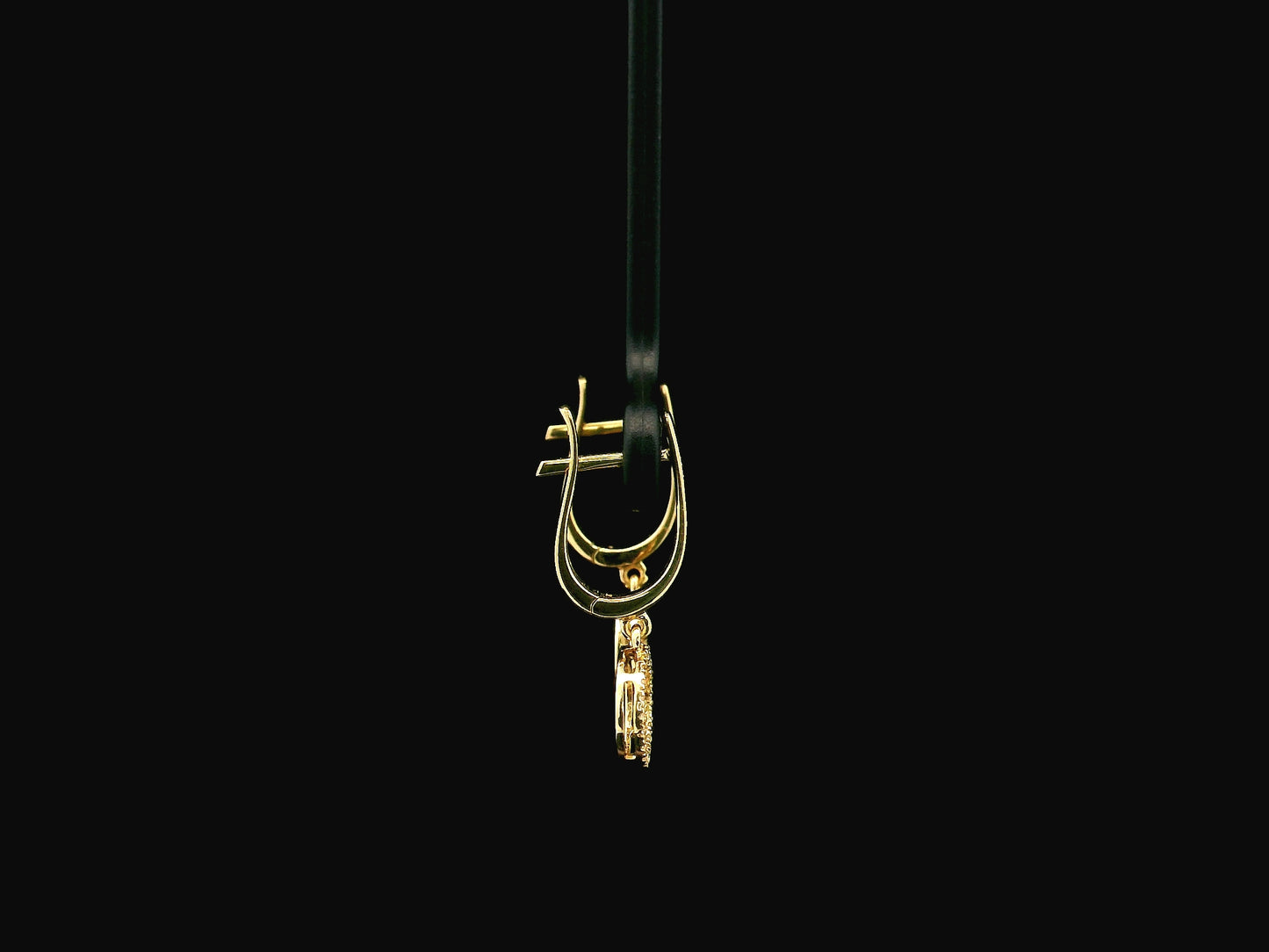 18K yellow gold diamond circle drop hoop earrings 0.15 carat by Emirates Diamonds