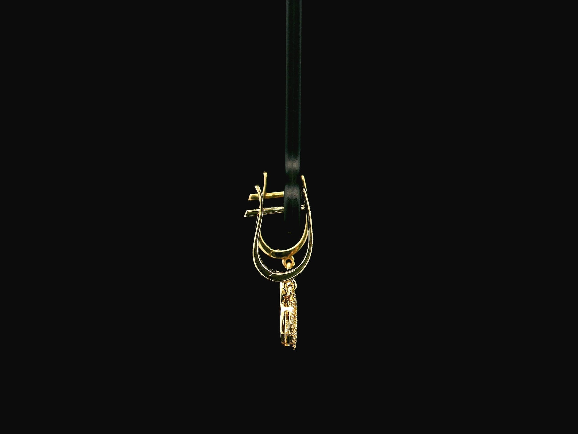 18K yellow gold diamond circle drop hoop earrings 0.15 carat by Emirates Diamonds