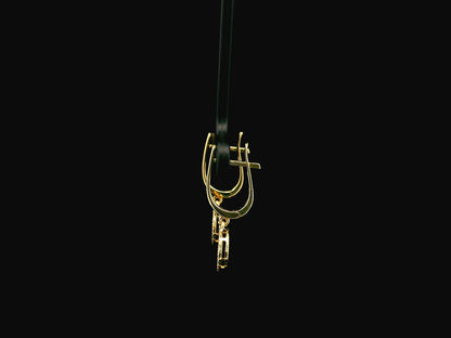 18K yellow gold diamond circle drop hoop earrings 0.15 carat by Emirates Diamonds