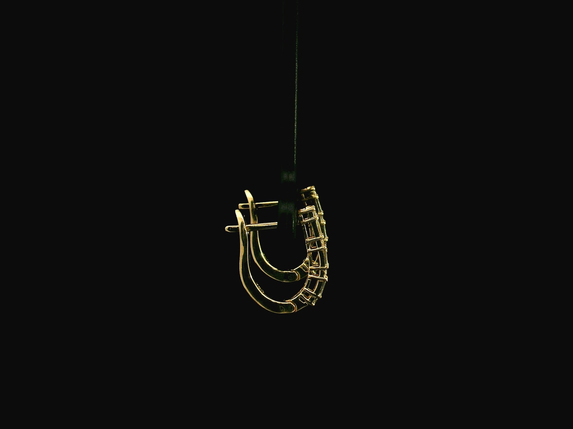 Baguette and round diamond hoop earrings in 18K yellow gold with 0.34 carat natural diamonds by Emirates Diamonds.