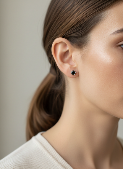 1.61 carat black diamond stud earrings in 18K white gold by Emirates Diamonds