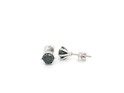 1.61 carat black diamond stud earrings in 18K white gold by Emirates Diamonds