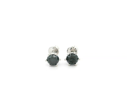 1.61 carat black diamond stud earrings in 18K white gold by Emirates Diamonds