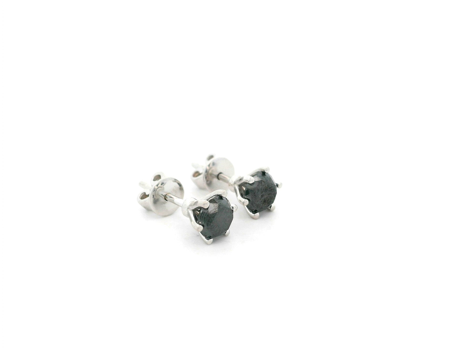 1.61 carat black diamond stud earrings in 18K white gold by Emirates Diamonds