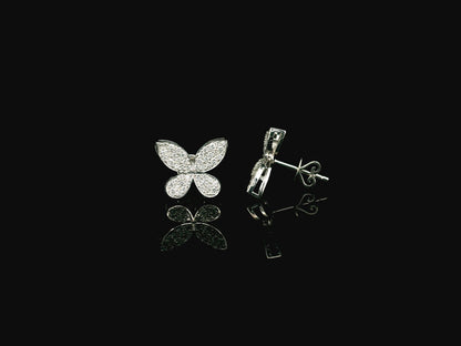 Diamond butterfly stud earrings in 18K white gold with 0.53 carat natural diamonds by Emirates Diamonds.