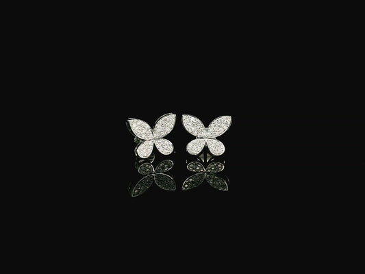 Diamond butterfly stud earrings in 18K white gold with 0.53 carat natural diamonds by Emirates Diamonds.
