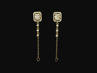 Diamond ear jacket earrings with chain detail 0.54ct in 18K yellow gold by Emirates Diamonds