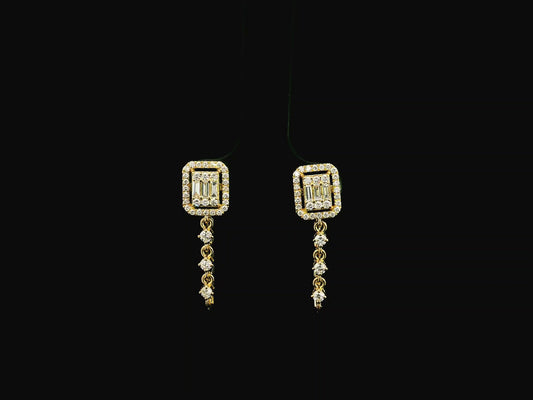 Diamond ear jacket earrings with chain detail 0.54ct in 18K yellow gold by Emirates Diamonds