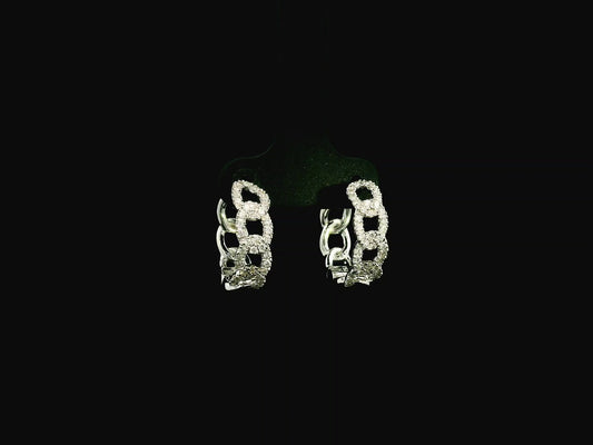 Diamond chain link hoop earrings in 18K white gold with 0.51 carat diamonds