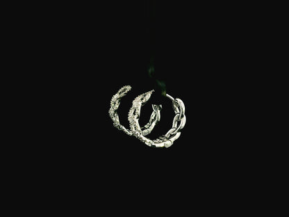 Diamond chain link hoop earrings in 18K white gold with 0.51 carat diamonds