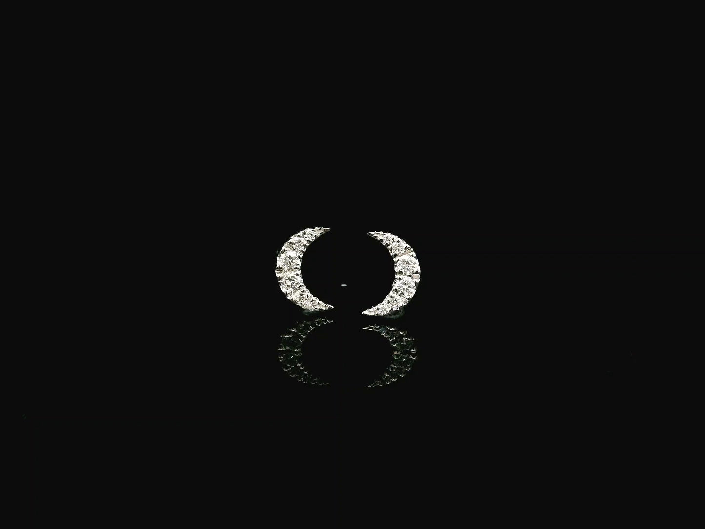 Diamond crescent moon stud earrings in 18K white gold Emirates Diamonds