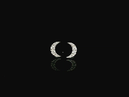 Diamond crescent moon stud earrings in 18K white gold Emirates Diamonds