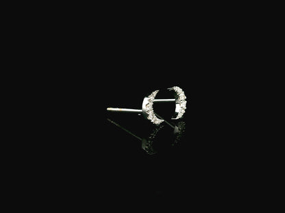 Diamond crescent moon stud earrings in 18K white gold Emirates Diamonds