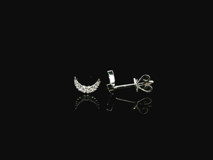 Diamond crescent moon stud earrings in 18K white gold Emirates Diamonds