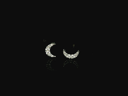 Diamond crescent moon stud earrings in 18K white gold Emirates Diamonds