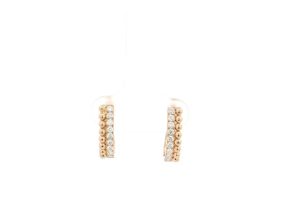 18K rose gold diamond hoop earrings with bead detailing, 0.32 carat total diamonds, elegant modern design – Emirates Diamonds