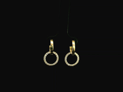 Convertible diamond hoop earrings in 18K yellow gold with detachable pavé diamond circles