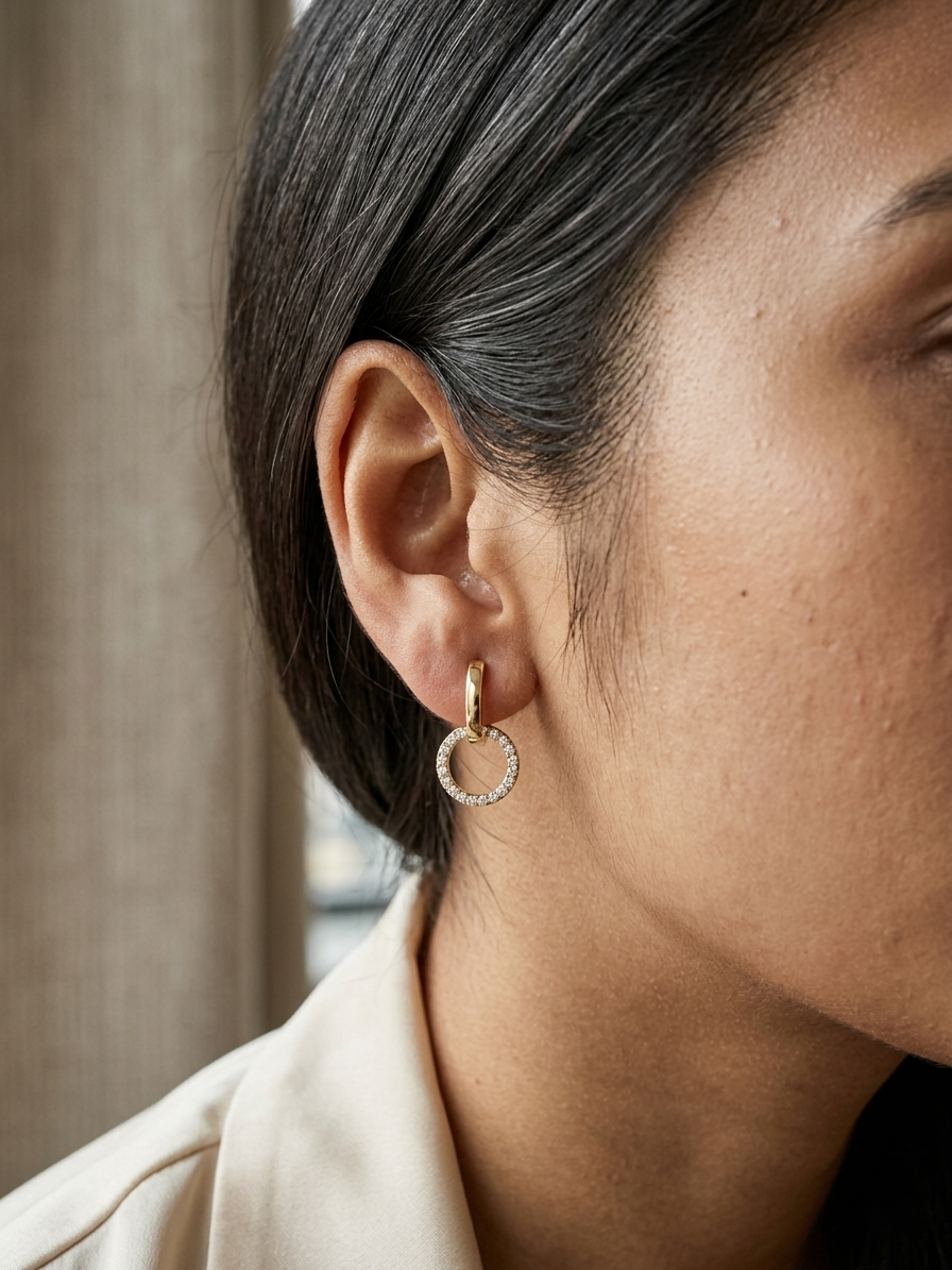 Convertible diamond hoop earrings in 18K yellow gold with detachable pavé diamond circles