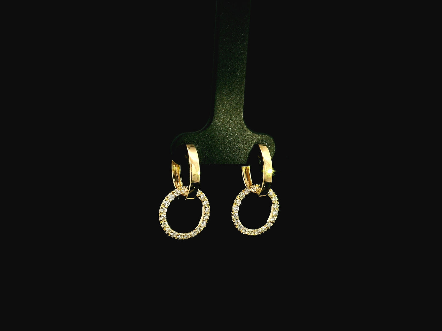 Convertible diamond hoop earrings in 18K yellow gold with detachable pavé diamond circles
