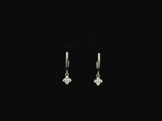 Minimal diamond drop earrings in 18K gold with round brilliant diamonds