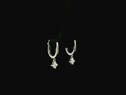 Minimal diamond drop earrings in 18K gold with round brilliant diamonds