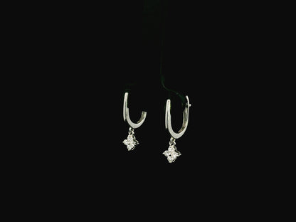 Minimal diamond drop earrings in 18K gold with round brilliant diamonds