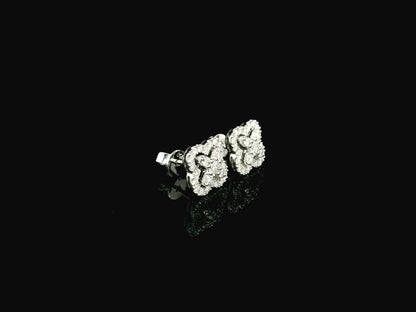 Diamond floral cluster stud earrings in 18K white gold by Emirates Diamonds