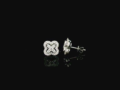 Diamond floral cluster stud earrings in 18K white gold by Emirates Diamonds