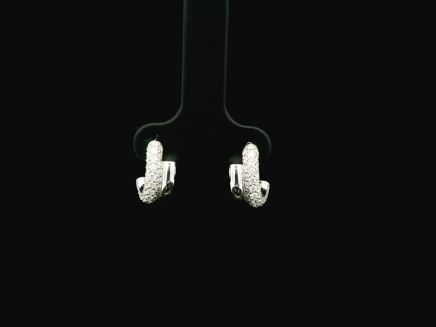 Diamond double row huggie earrings in 18K white gold Emirates Diamonds