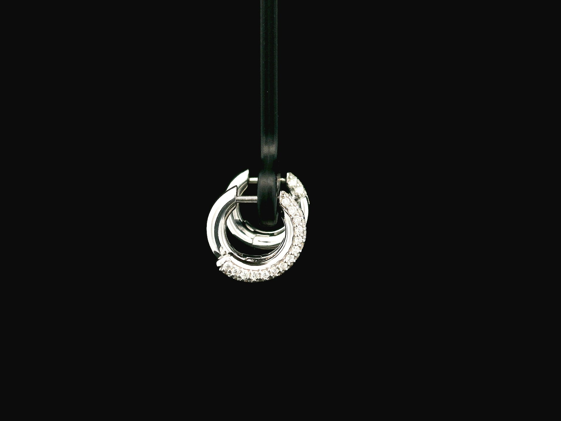Diamond double row huggie earrings in 18K white gold Emirates Diamonds
