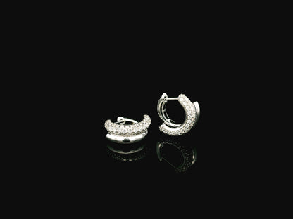 Diamond double row huggie earrings in 18K white gold Emirates Diamonds